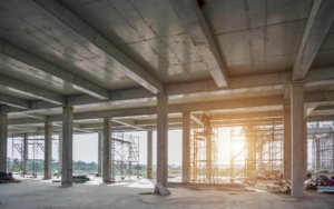 Interior view of a large concrete structure