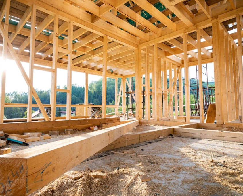 Interior view of an unfinished building under Construction