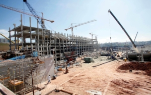 Overhead view of a large scale construction site