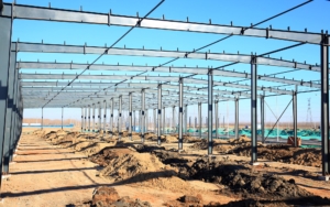 New large scale steel structure at construction site