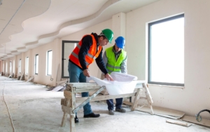 Commercial General Contractors looking over plans