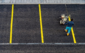 Parking lot lines being painted for Tenant Improvement