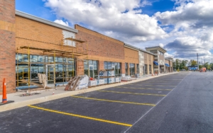 Retail construction site at a large commercial block