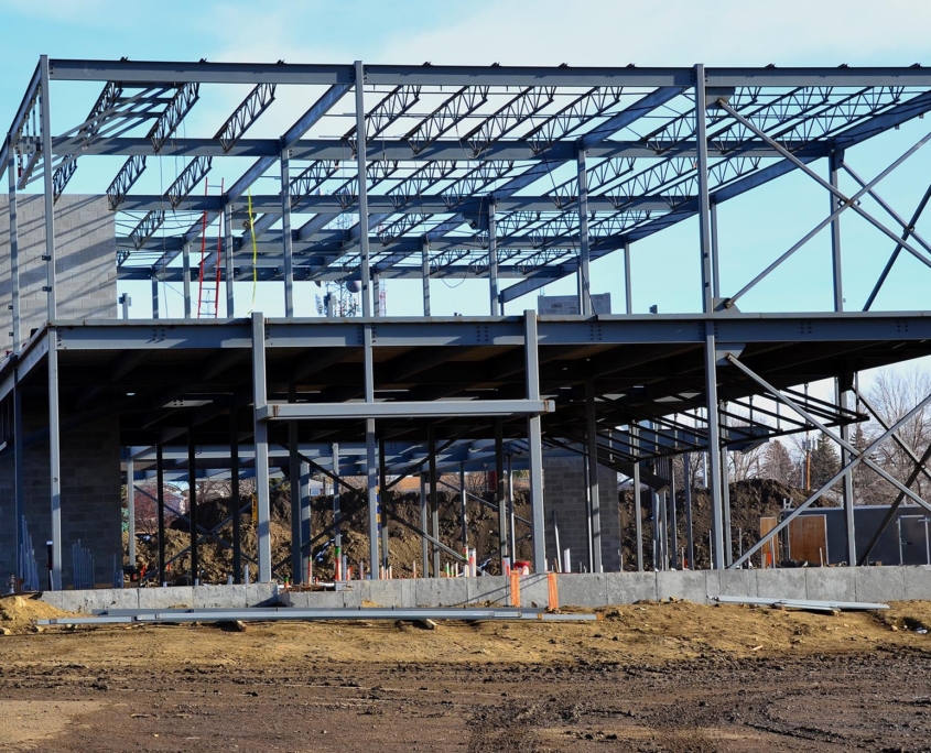 Side view of a large New Construction building